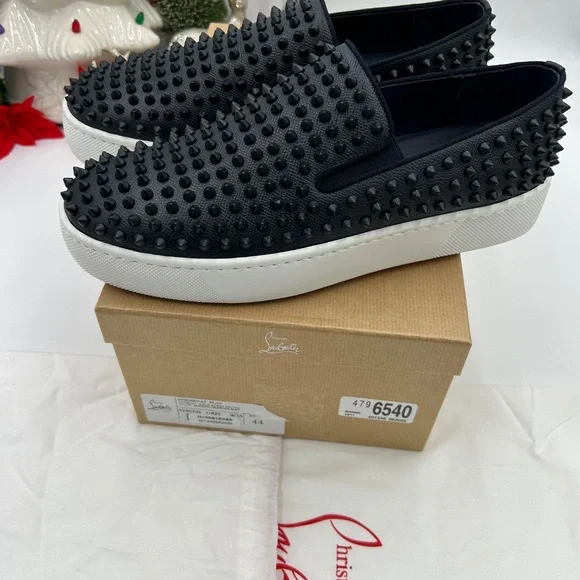 Men’s Christian Louboutin roller boat spike slip on sneakers size 44  Italy - Picture 5 of 13